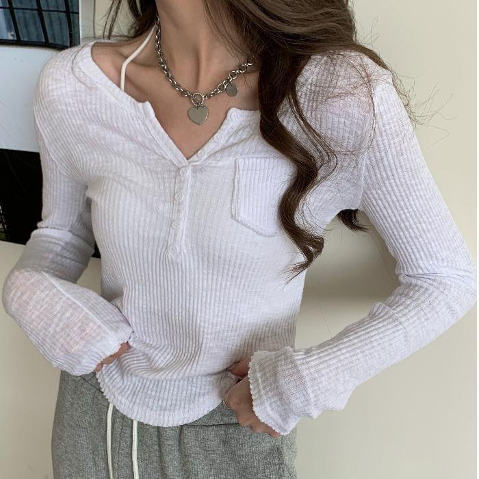 

Черно-белые футболки для женщин, однотонные футболки для девочек, футболки Y2K на пуговицах, повседневная офисная одежда, большие размеры, женские простые футболки