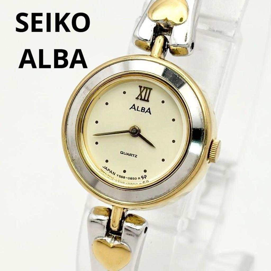Used SEIKO ALBA Y588-005A Heart Ladies Watch 314