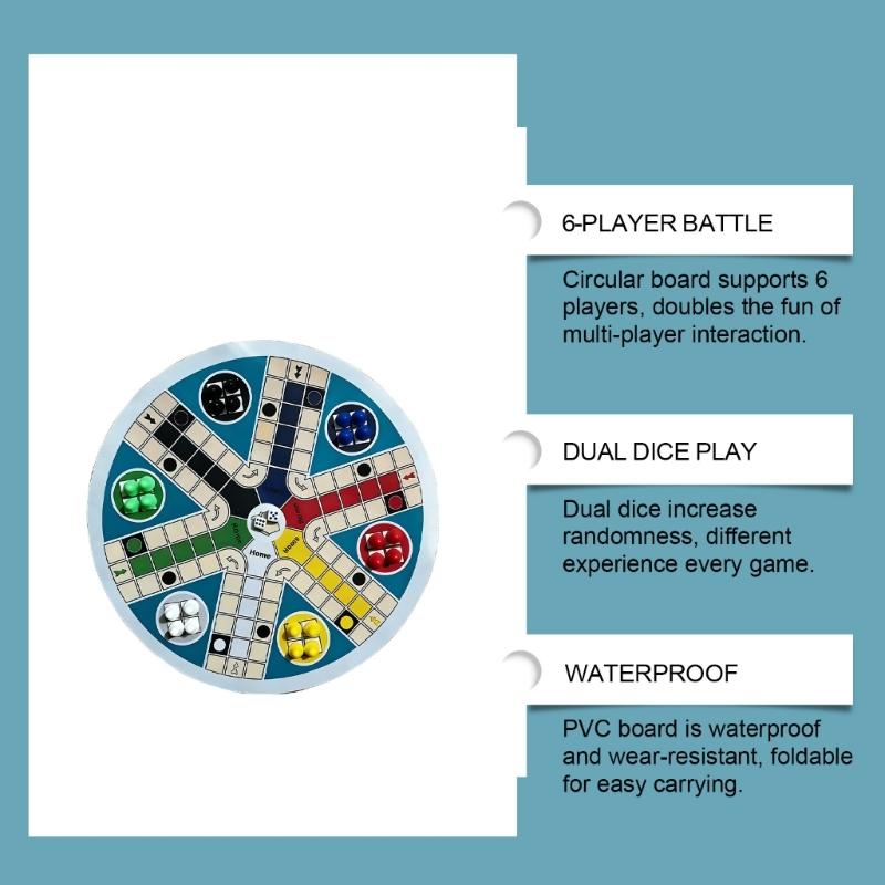 Folding Round 6 Player Flying Chesses Game Set With Colorful Pieces Strategy Toy for Family And Friend Gatherings