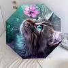 Plant Cat  pattern, automatic folding umbrella, portable and foldable design, 8 ribs, a Christmas or birthday gift.