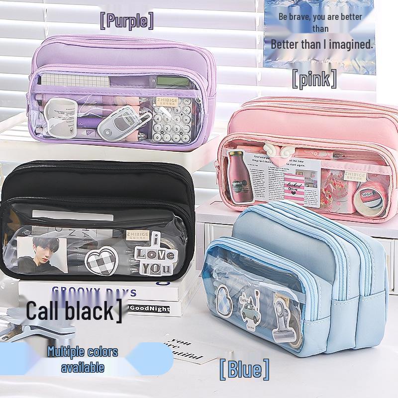 Elegant Transparent Pencil Case: High-Value, Unique Design, Large Capacity, Light Luxury Feel