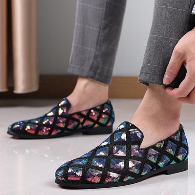Fashion Fashion Designer Sequin Men's Loafers Brand Wedding Leather Shoes for Men Slip On Business Formal Dress Shoes Zapatos Hombre