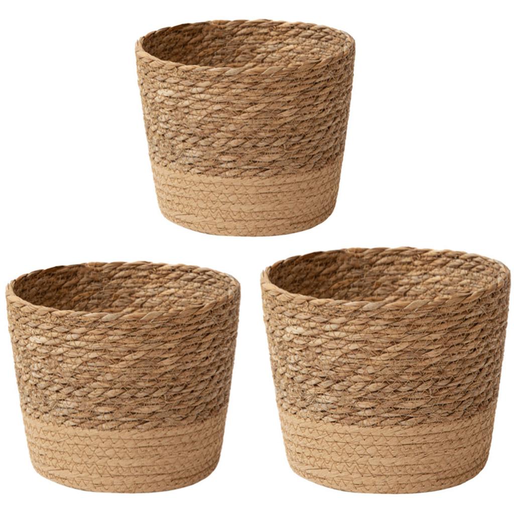 Natural Woven Flower Basket Straw Wicker Planter Storage Baskets Large Capacity Pots for Family Friend Neighbor Gift