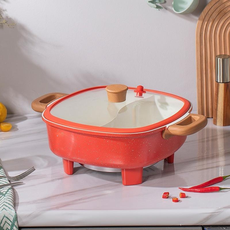 220V Household Two-Flavor Hot Pot Hot Pot Electric Chafing Dish Multi-Functional Cooking Pot