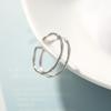 Japanese-Korean Double Layer Bamboo Joint Adjustable Fashion Ring - 925 Sterling Silver Plated, Unique Niche Design with Cool Style.