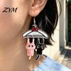 Sweet Girl Style Jewelry 1 Pair Cute Cat Dangle Drop Earrings for Women, 2D Acrylic Cartoon Kitten Casual Daily Wear Hang on Clothes Hanger Earrings,