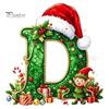 Santa Hat Letter Tree Pendant 26 Alphabet Christmas Ornament, Personalized Letters Acrylic Hanging Decoration with Festive Elf Pattern Initial