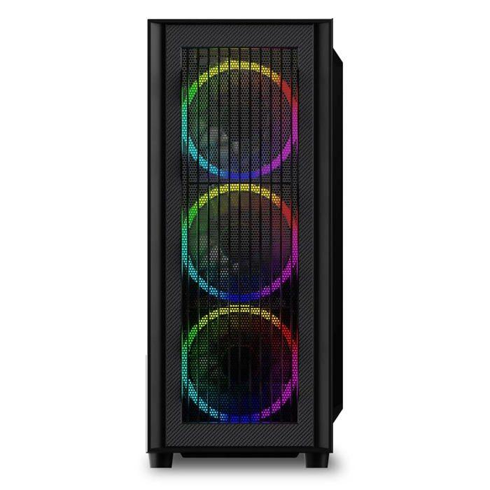 Gaming-PC-Gehäuse - SHARKOON - RGB WAVE - Schwarz - 3 120-mm-Lüfter - 2 interne Einbauschächte - 7 Erweiterungsslots