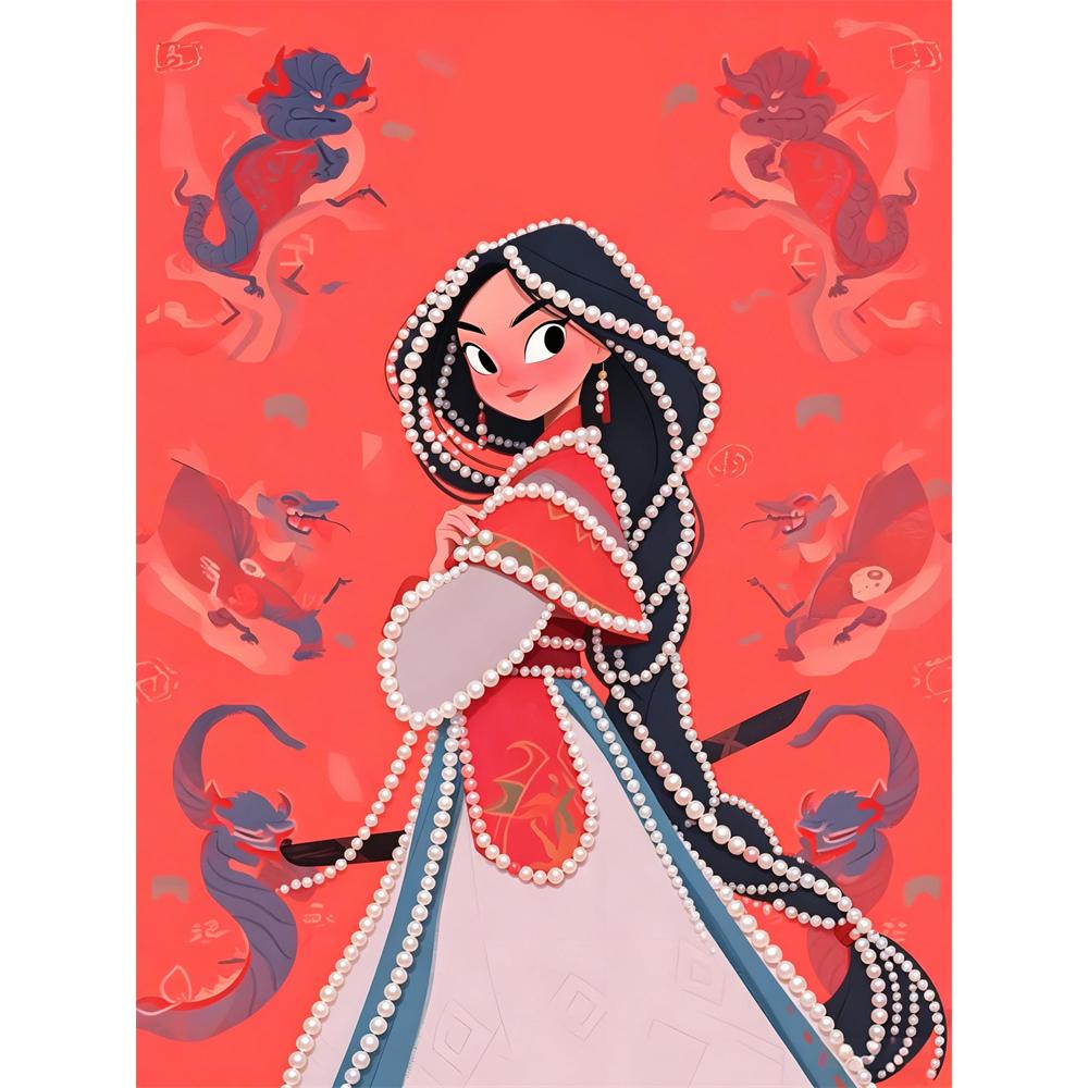 

Disney Pearl Painting Animated Mulan DIY Pearl Art Pearl Painting Kit Pearl Art Painting Wall Suitable for Home Office Decoration Handmade Gifts 30x40