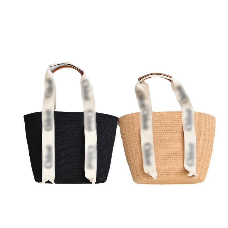 Celebrity Straw Woven Tote: Ruční košík s uchy s písmeny, taška přes rameno z bavlněného lana pro ženy