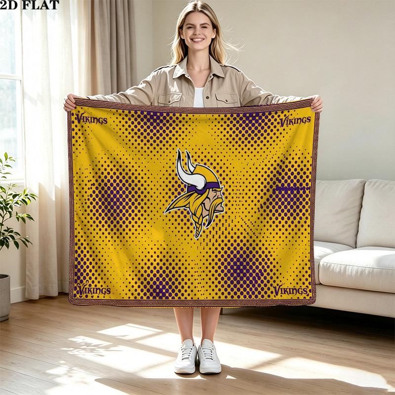Minnesota Vikings Print Flanelovádeka Vysoká Kvalita Teplá Pohodlná Přikrývka pro Všechna Roční Období Perfektní jako Dárky Domácí Dekor