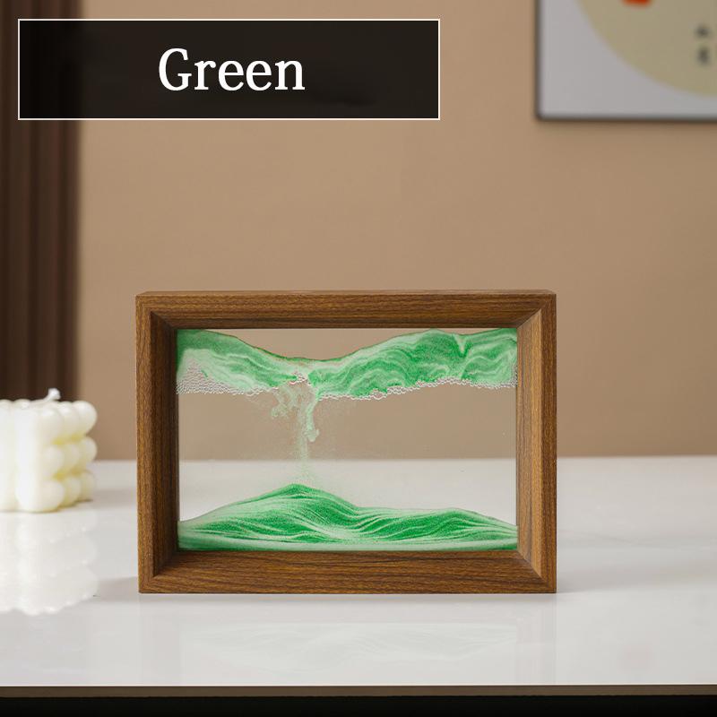 Wooden Frame Sandscape Moving Sand Art Picture Quicksand 3D Liquid Hourglass Craft Flowing Sand Painting Office Home Decor Gifts