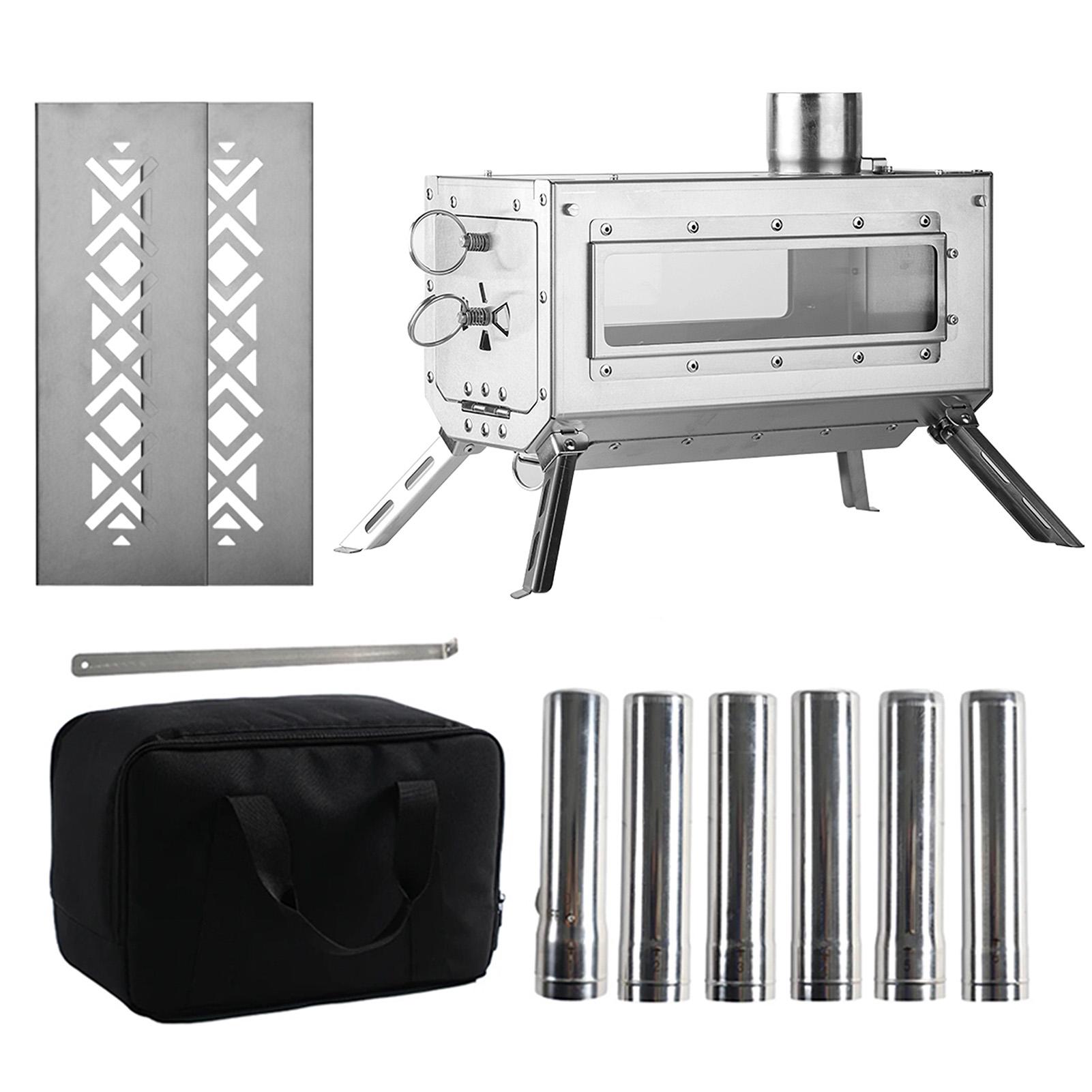 

Складная палатка из нержавеющей стали, портативная уличная дровяная печь с дымоходом серебряный