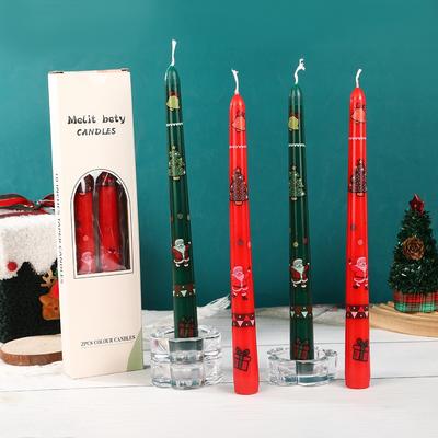 Christmas Colorful Cone Rod Printed Long Rod Candle Home Romantic Cone Rod Wax Festival