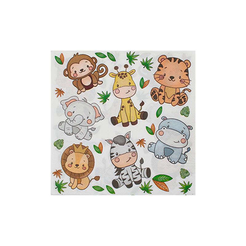 Dschungel-Tier-Geburtstagsparty-Dekoration Zoo-Partyzubehör Papier Teller Papiertassen Tischdecken Geburtstagsfest