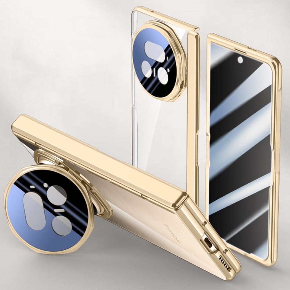 For Honor Magic V5 5G Case PC+Acrylic Phone Cover with Anti-Peep Screen Protector,Lens Kickstand