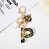 Dried Flower Letter Charm Bee Keychain Pendant Resin Black 1 Pc