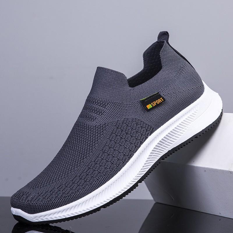 Men's shoes spring and autumn flying woven mesh light and comfortable casual shoes socks mouth old pedal sneakers