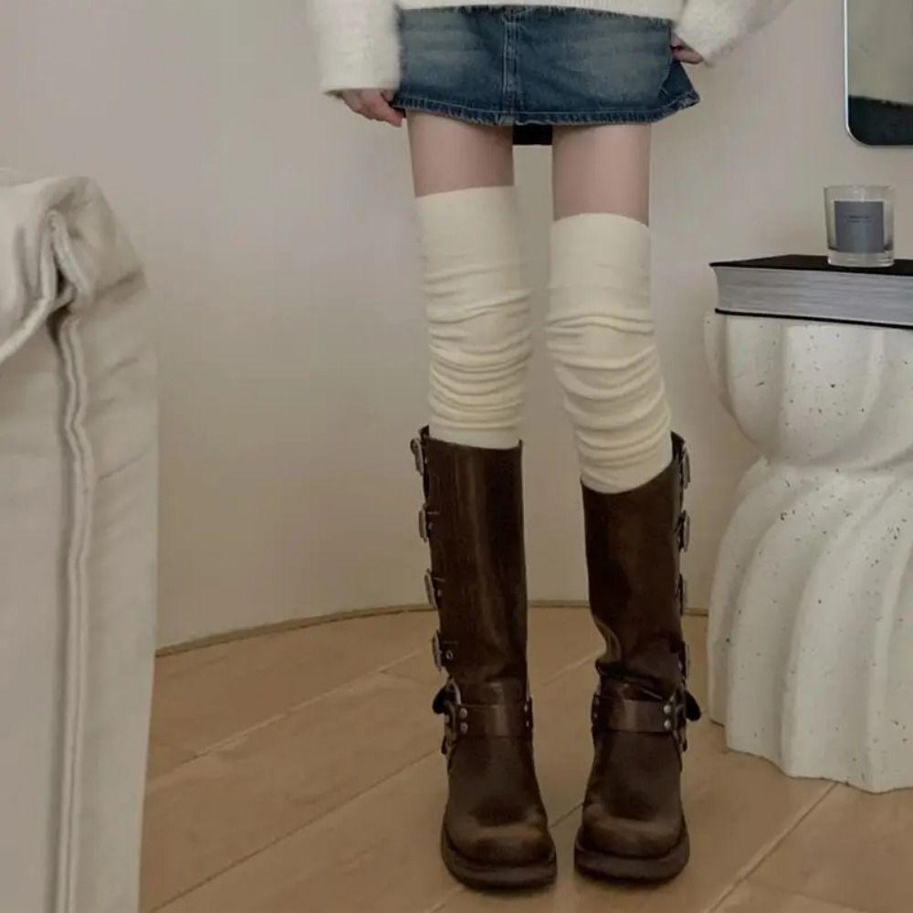 Milk White Warm Stockings Japanese Style Long Knee Sock High Tube Sock  Jk College Accessory