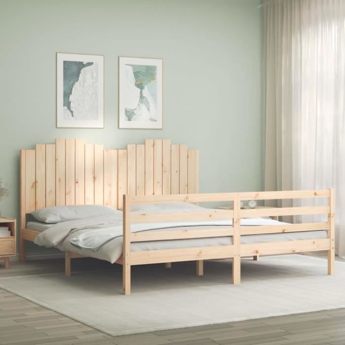VidaXL Bed Frames with Headboard Super King Solid Wood 3194196
