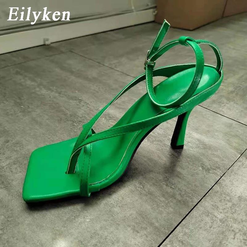Fashion Eilyken Gladiator Sandals High Heels Women Fall Best Street Look Females Square Head Open Toe Clip-On Strappy Shoes