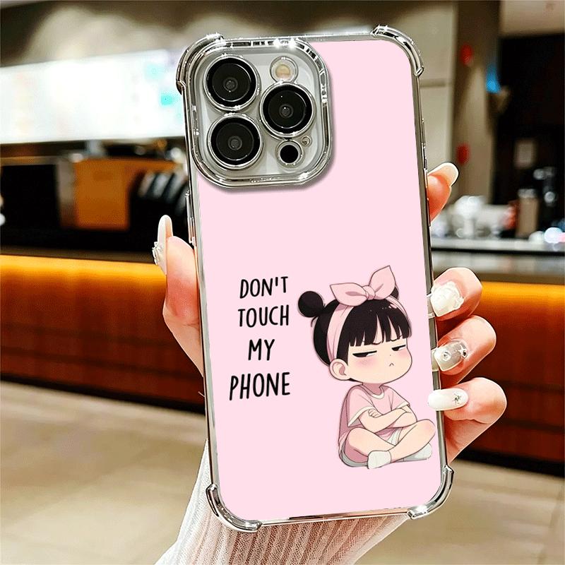 

Funny Dont Touch My CallPhone Plating Phone Case For Iphone 16 17 Pro Max Air 16E 14 15 Plus 12 13 Mini Anti-Fall Airabag Cover iPhone 13 Pro Max