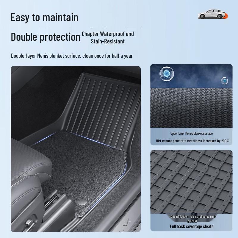 Tesla Model Y 6-Seater TPE Dirt-Resistant Floor Mats with Metal Pedals