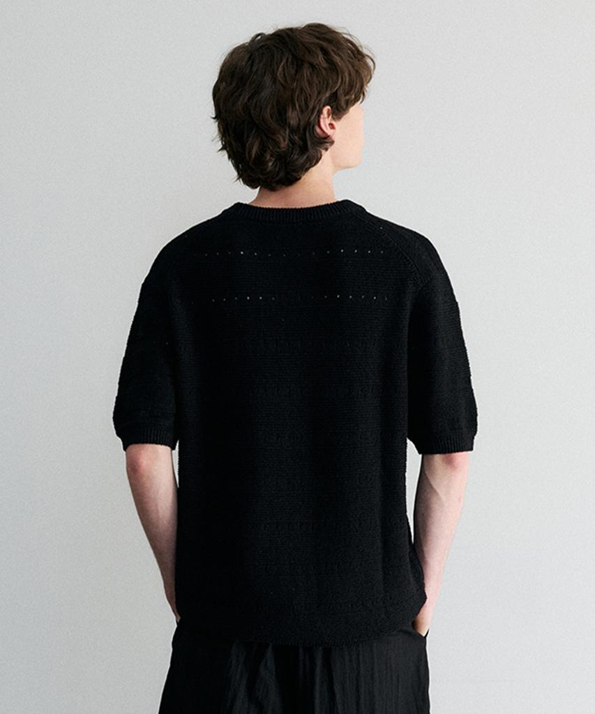 Le Mad Boucle Scallop Round Half Knit - Black