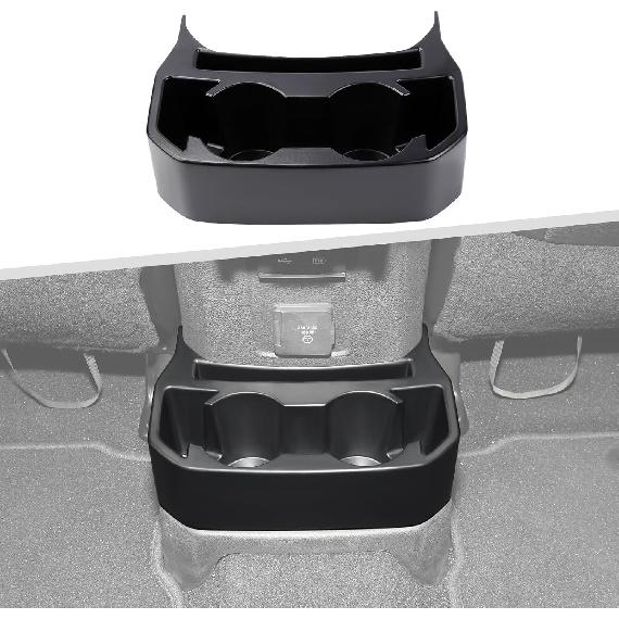 Jimen For JL Rear Cup Holder, Dual Extra Cup Holder Organizer Tray Drink Holder For Back Seat Compatible With Jeep Wrangler JL JLU & Gladiator JT