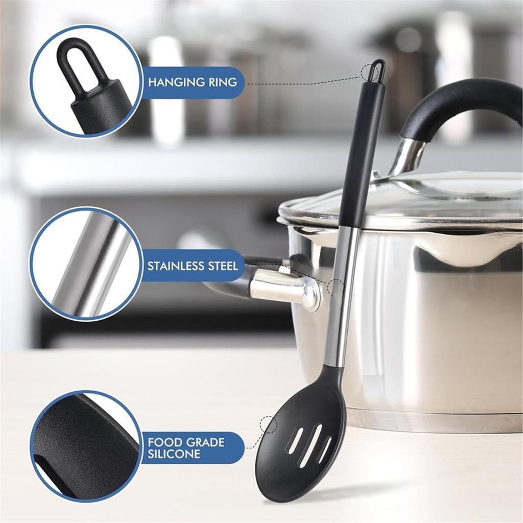 Heat Large Silicone Cooking Spoon Set, Nonstick Free Kitchen Utensils