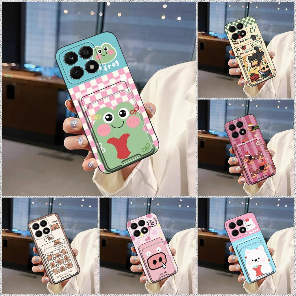 Shockproof Cartoon Phone Case For Honor X8a 4G Soft Case Cover Card Slot Silicone Protective Full Wrap Cute Back Cover