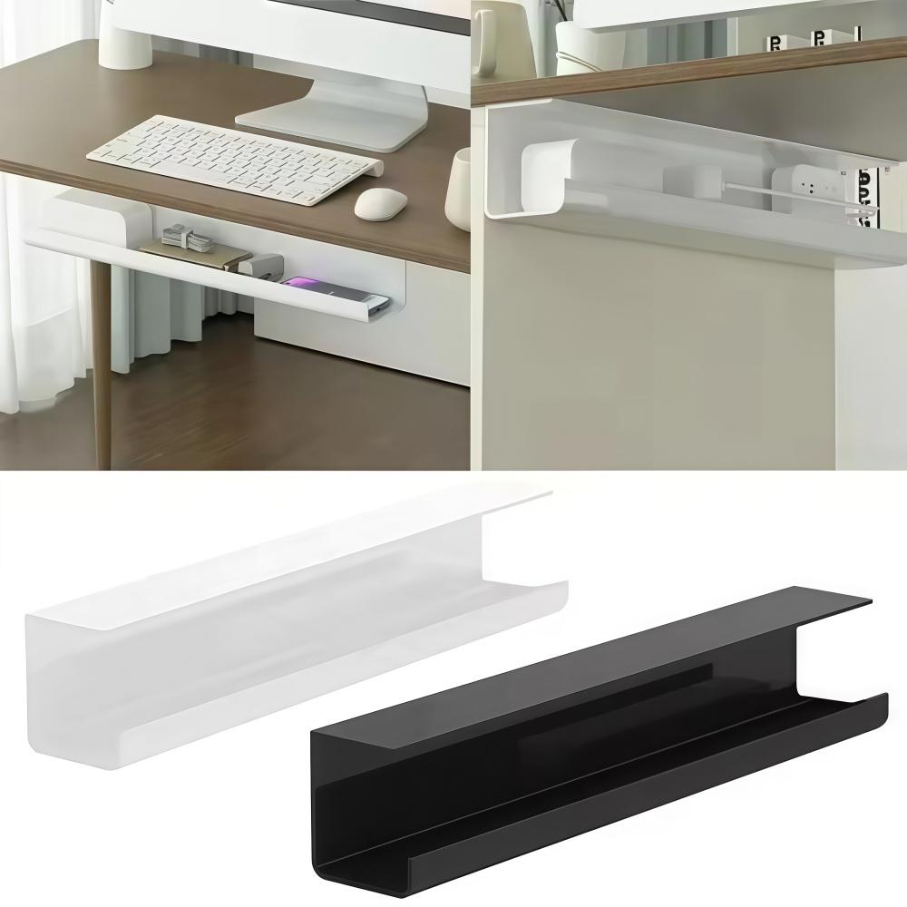 1pc 8.5cm/3.35in Wide Under Desk Cable Raceway Cable Management Tray Metal Cord Organizer for Office & Home Use Power Strip