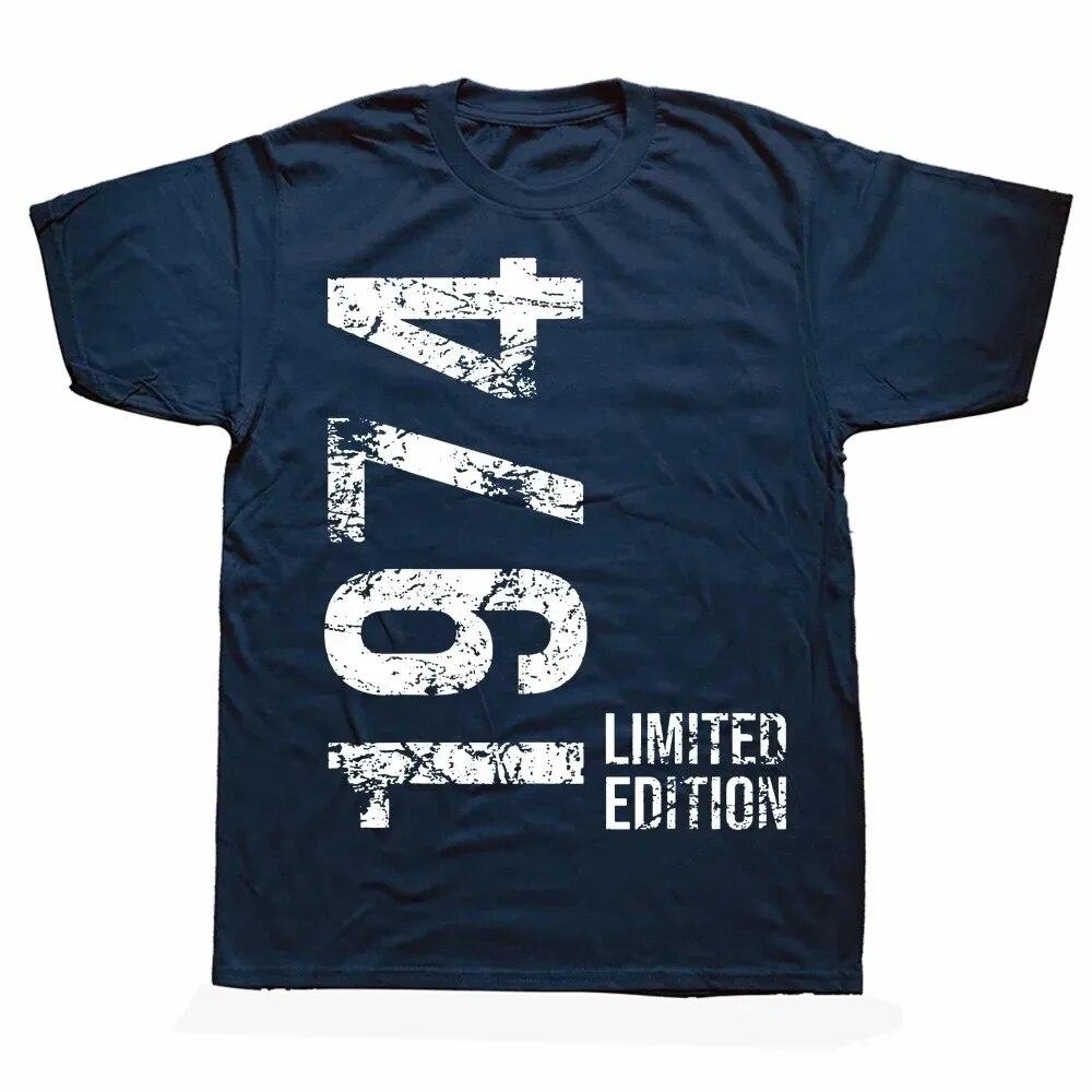 Unisex Dame Bursdag Jubileum T-skjorter 1974 50. 50 År Gammel Limited Edition Vintage Bomulls T-skjorte Gave Kortermet T-skjorte Topper