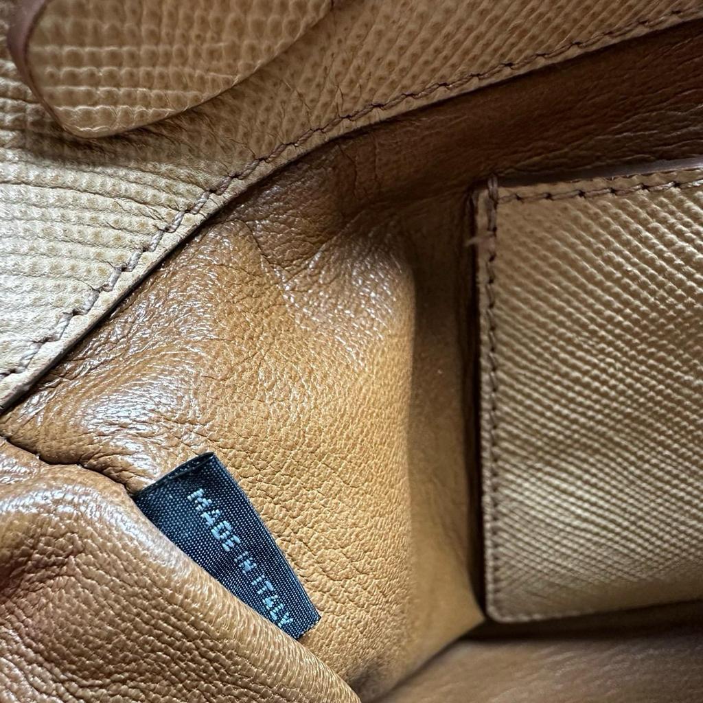 [Pre-Owned] Khaki Leather Crosshatch Shoulder Bag - Very Good #ANLAY9
