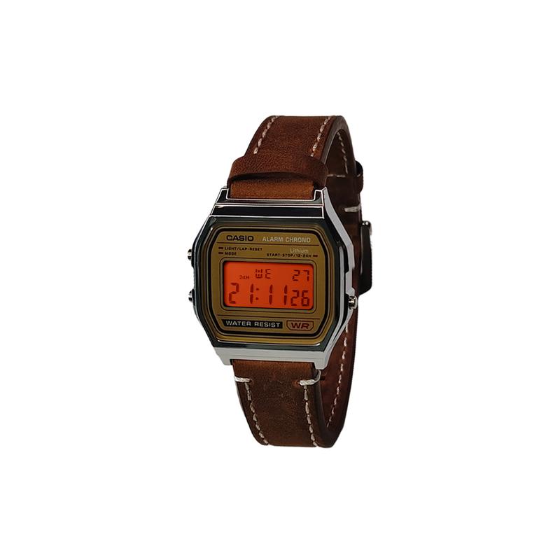 Casio Ceas personalizat serie modificată oglindă gradient verde și roz carcasă rășină argintie ceas pătrat mic retro clasic F-9 F-91WM-7A