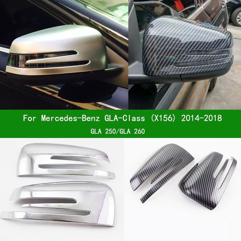 For Mercedes-Benz GLA-Class X156 2014-2018 GLA 250 GLA 260 car chrome silver Black carbon fibre Side Rearview mirror cover trim