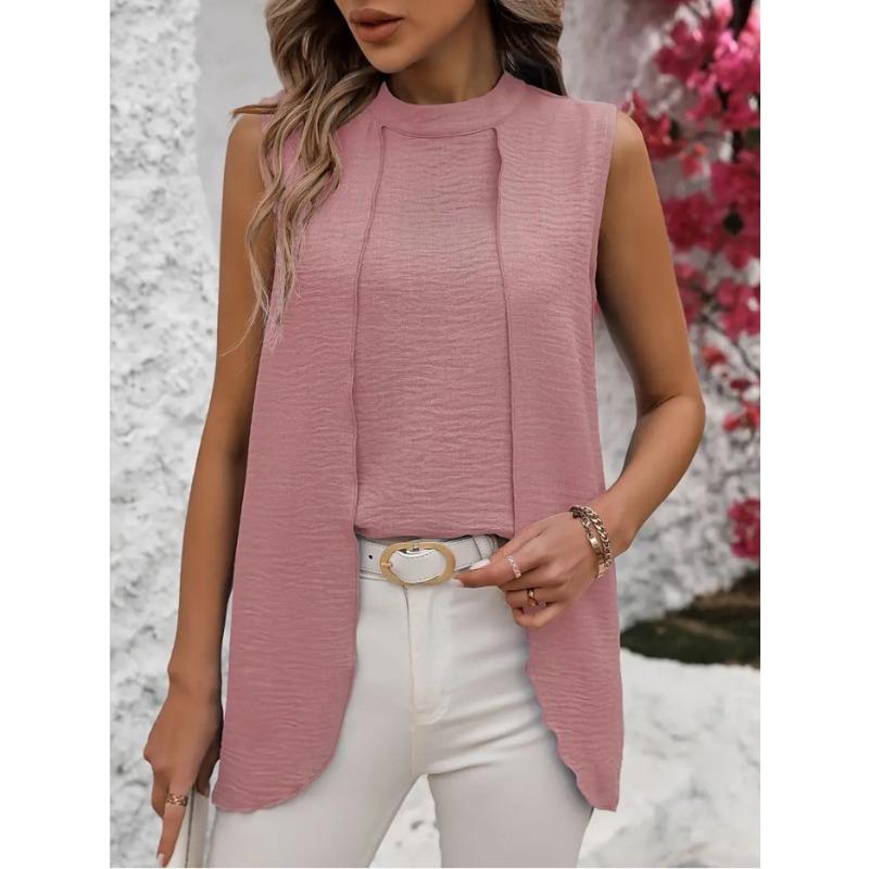 IHUASU Fake Two Shirt Design Sense Stitching Shirt Top