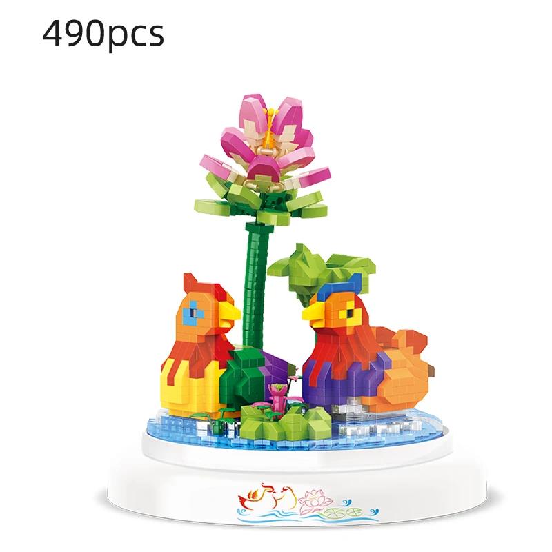 Mini Stadt Rose Sonnenblumen Töpfe Bouquet Baustein Ewige Blume Heimdekoration DIY Modell Steine Kinderspielzeug Geburtstagsgeschenk