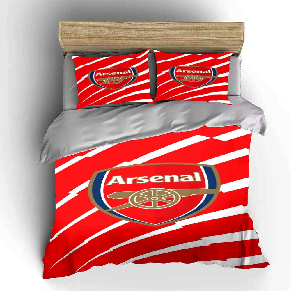 Set Biancheria da Letto Rossa con Logo Arsenal Set Copripiumino Federe Decorazione per la Casa (1 * Copripiumino 2 * Federe, senza piumino)