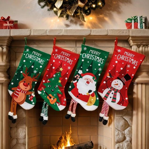 Cross-Border Christmas Stocking: Snowman Gift Bag Ornament for Tree and Fireplace