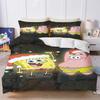 Christmas SpongeBob Patrick Bedding Set Dark Background Duvet Cover 3D Cartoon Quilt Cover Kids Bed Decor No Filler