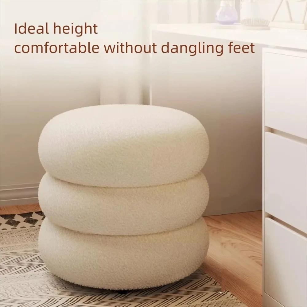 Modern Cream Style Low Stool Home Furniture Lamb Velvet Household Small Stool Shoes-changing Makeup Stool Home