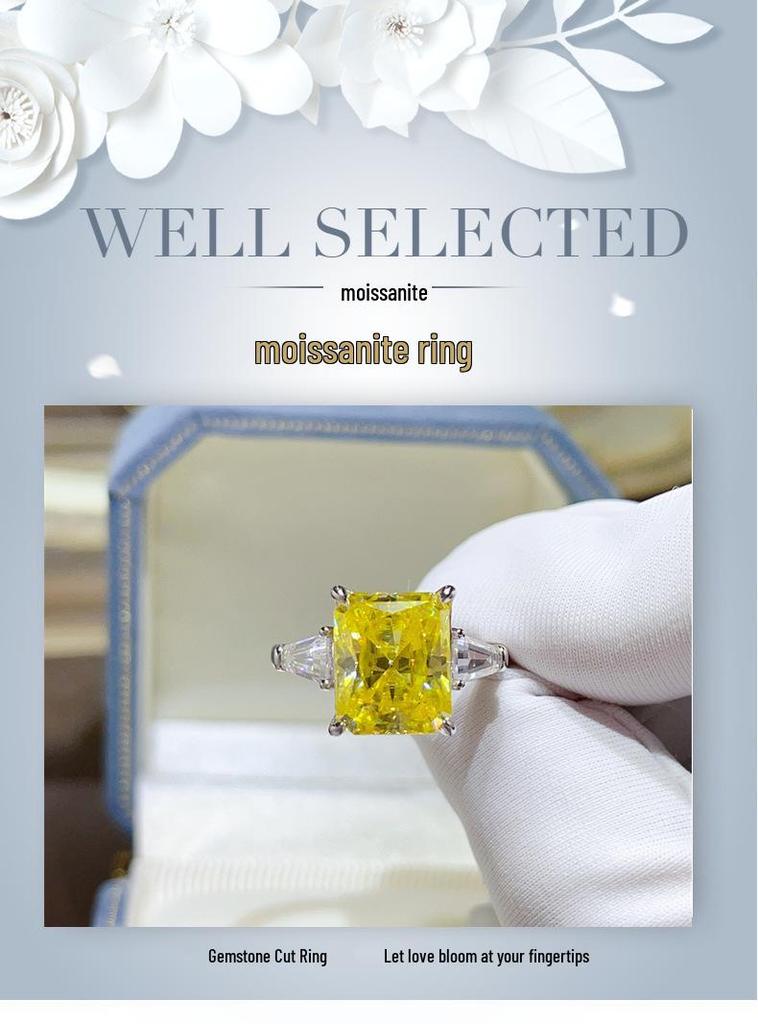 Women's Fashionable 5 Carat Fancy Cut Colored Moissanite Rings