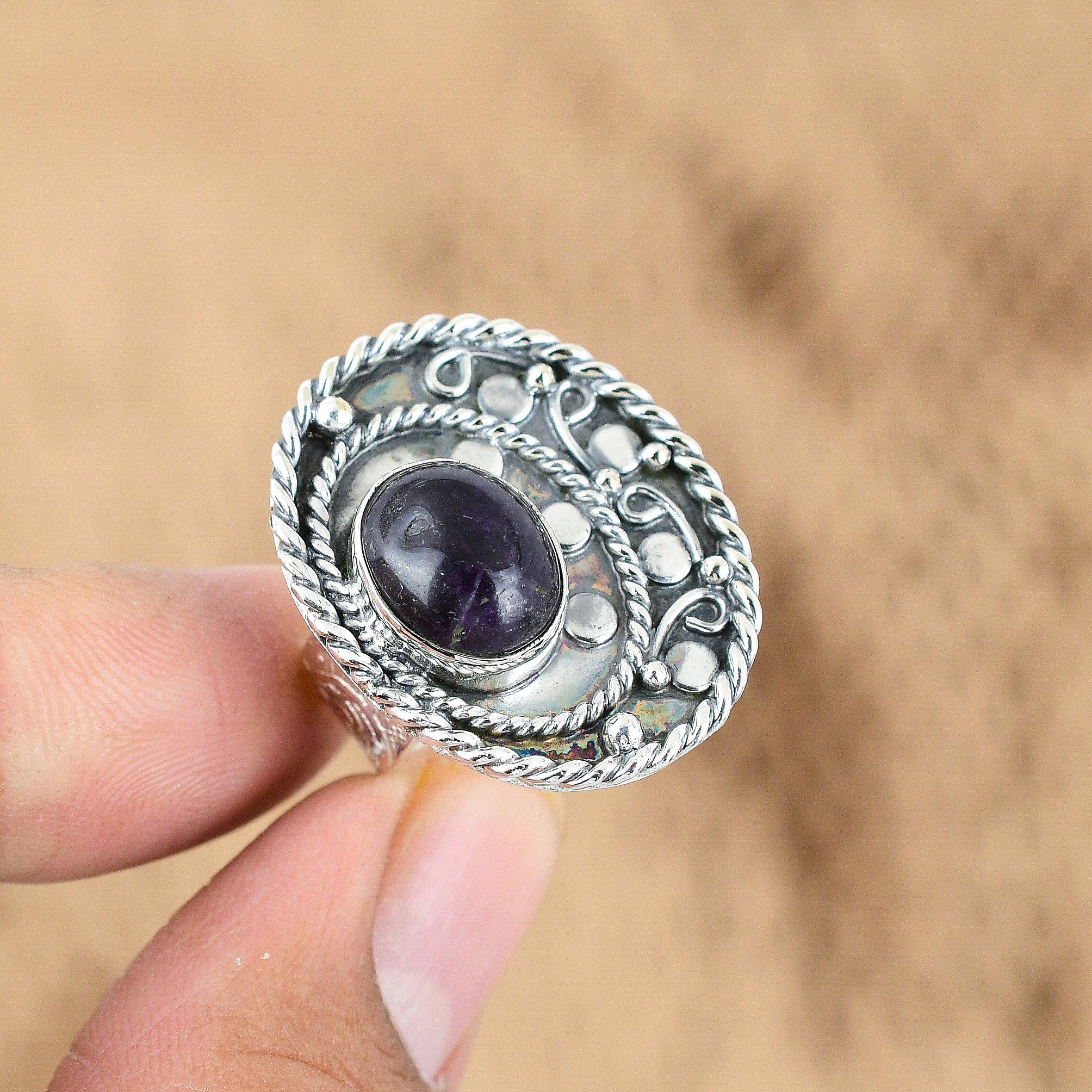 

Африканский Аметист Драгоценный Камень Обещание Сестра Уникальное Кольцо Ювелирное Изделие 925 Стерлинговое Серебро Yes