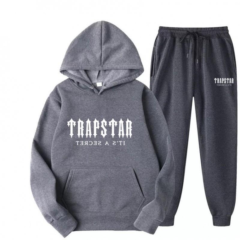 TRAPSTAR Print Womens Tracksuit Fleece Hoodie Set Loose Casual Streetwear