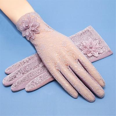 Summer Non-Slip Riding and Driving Sunscreen Gloves Lace Gloves Ice Silk Flowers Mittens