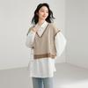 Elva' Island Women's Striped Mock Two-Piece Knit Shirt