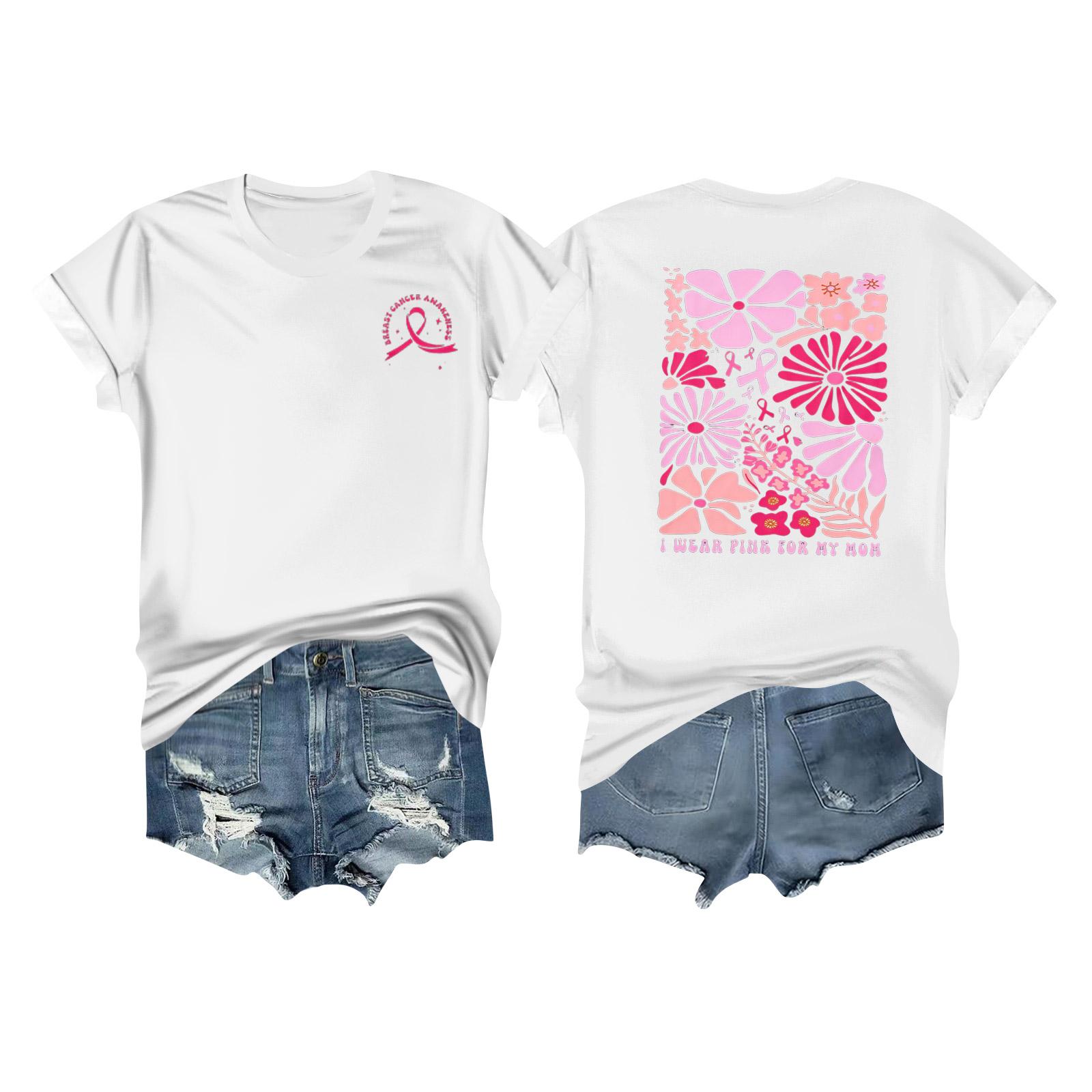 

Женская повседневная футболка с коротким рукавом с принтом ленты на груди XL белый