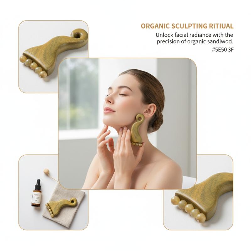 Natural Sandalwood Ram Horn Massage Comb Meridian Beads Scalp Gua Sha Tool For SPA Home Relaxation