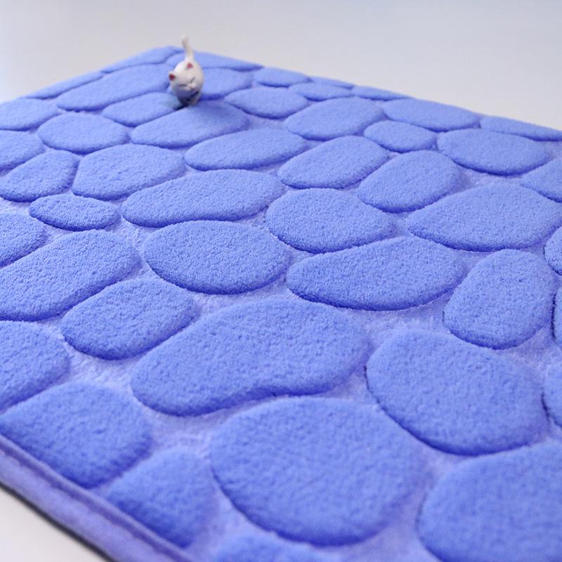 Coral Fleece Cobblestone Embossed Bath Mats - Absorbent, Simple Solid Color Door Mats